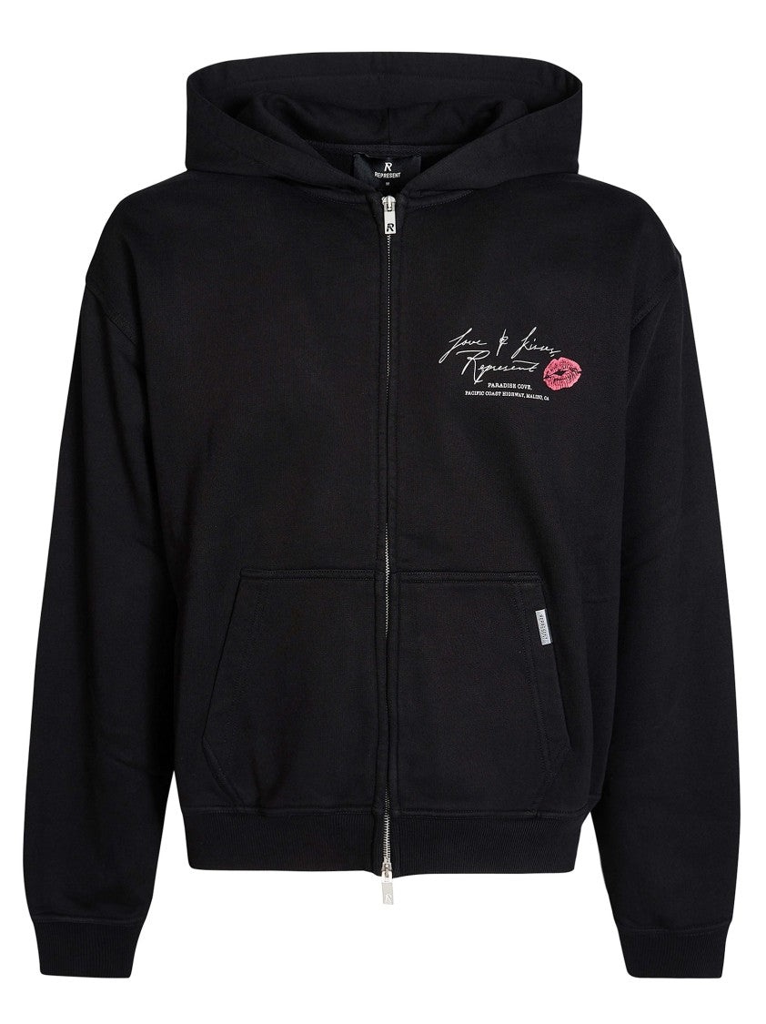 Represent Love And Kisses Zip Through Graphic Hoodie