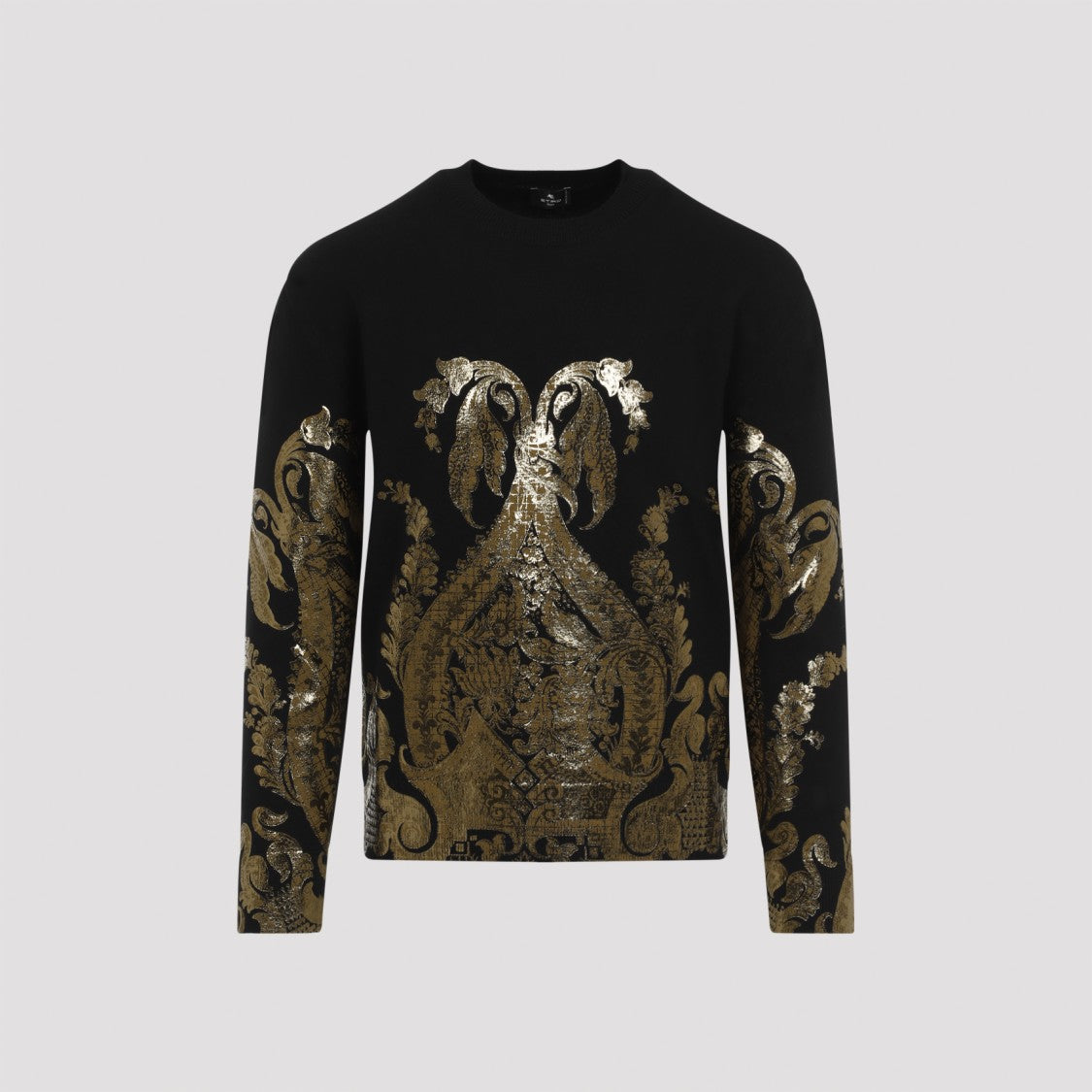 Etro Sweater Lamina Gold In Black Wool