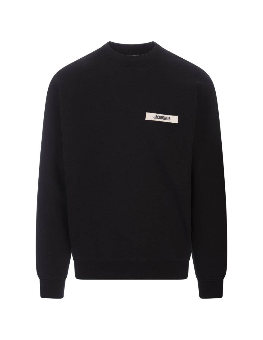 Jacquemus Black Long-Sleeved Sweatshirt With Grosgrain Logo Detail