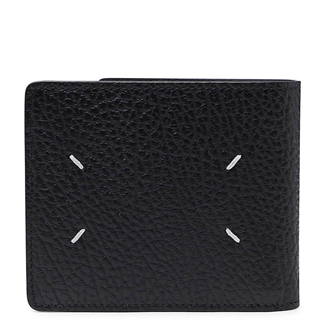 Maison Margiela Grained Black Leather Wallet With Contrast Stitching