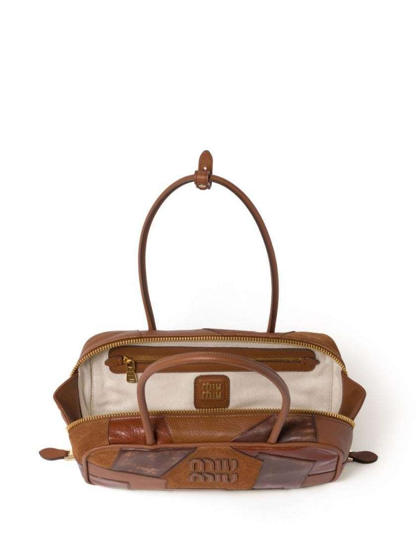 Miu Miu Patchwork Brown Leather Handbag