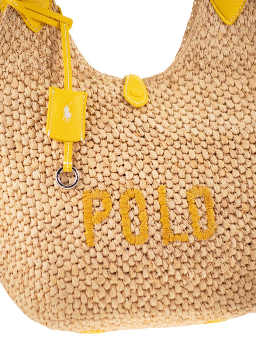 Polo Ralph Lauren Tote Polo Play In Raffia And Leather