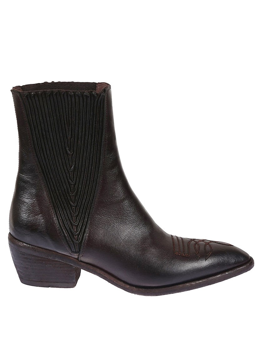 Fauzian Jeunesse Ankle Boots With Pleated Design And Pointed Toe