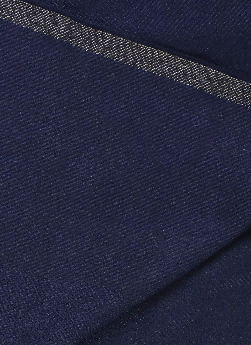 Brunello Cucinelli Cashmere And Wool Scarf With Microfringe Trims