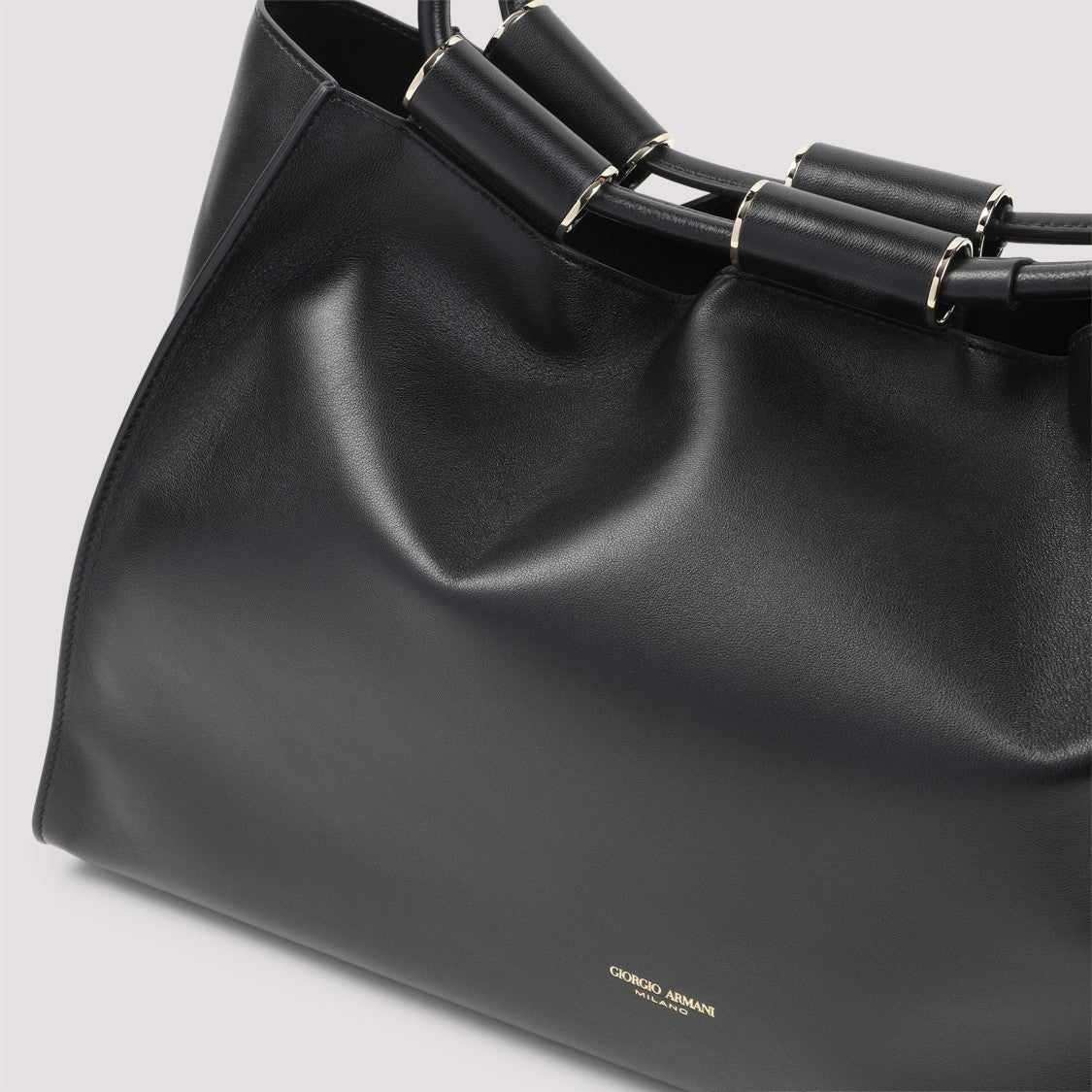 Giorgio Armani Smooth Lamb Leather Shoulder Bag With Subtle Logo Detail