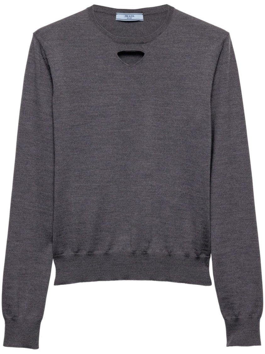 Prada Crew Neck Sweater With Cut-Out Detail