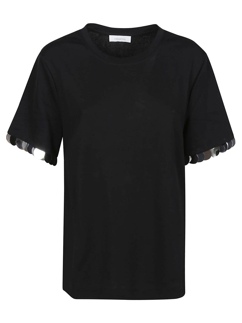 Rabanne Black Viscose Blend Sequin T-Shirt