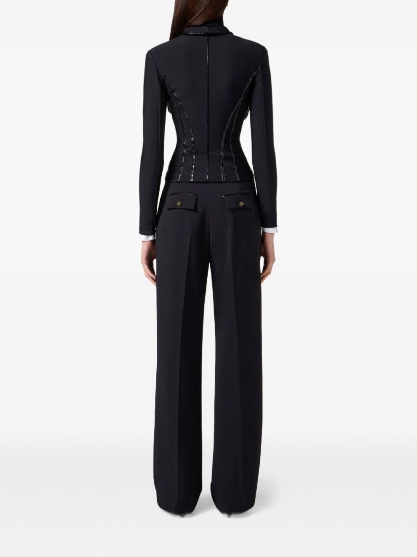 Elisabetta Franchi Structured Black Jacket With Corset Silhouette