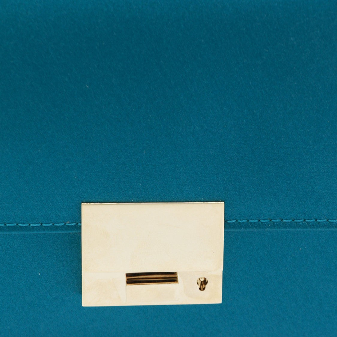 Tom Ford Teal Satin Clutch Bag With Gold-Tone Closure