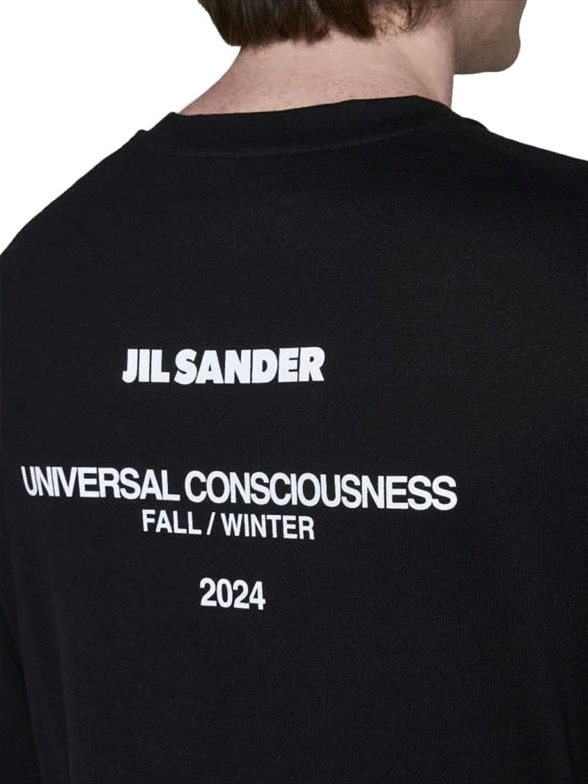 Jil Sander Long-Sleeve Black Cotton Shirt With Graphic Detail