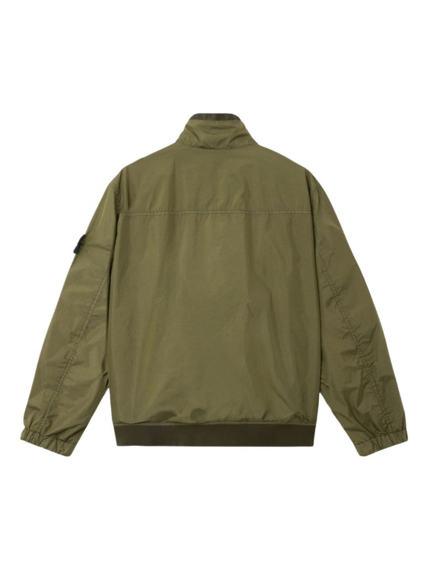 Stone Island Military Green Jacket With High Collar