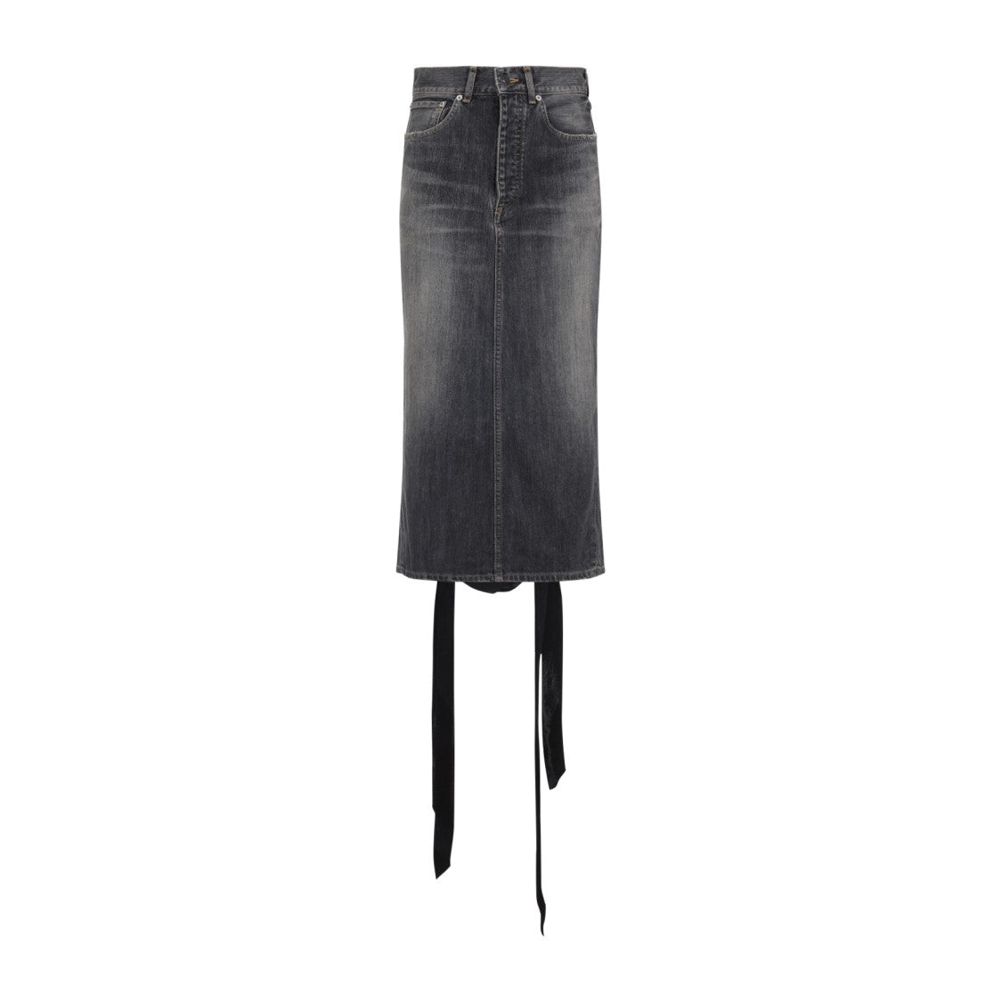 Balenciaga Fitted Grey Cotton Skirt With Lace-Up Design