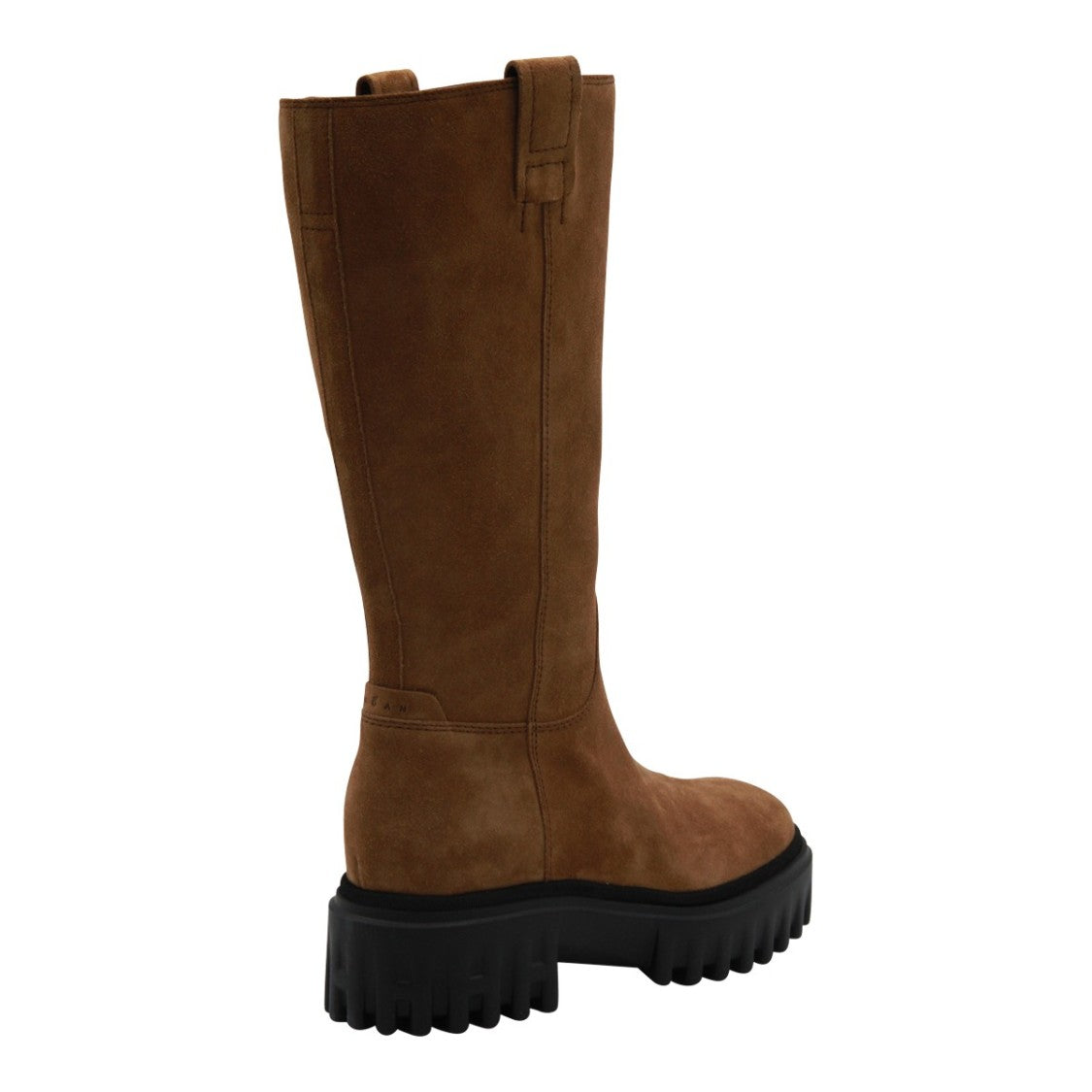 Hogan Tall Suede Boots With Black Lug Sole