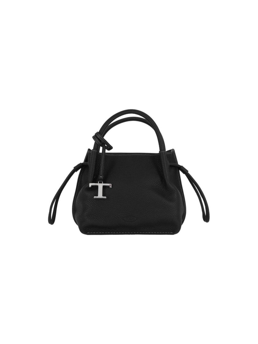 Tod's Small Black Pebbled Leather Bucket Bag