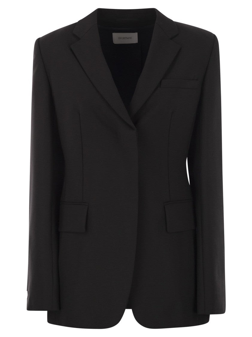 Sportmax Refined Black Stretch Wool Blazer With Tailored Silhouette
