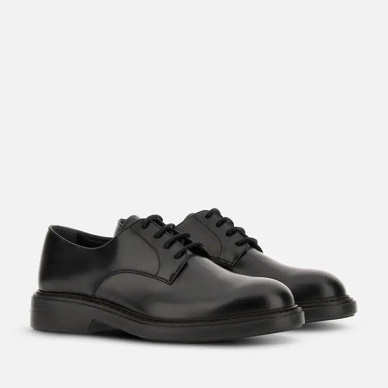 Hogan Polished Leather Rubber Sole Derby Shoes