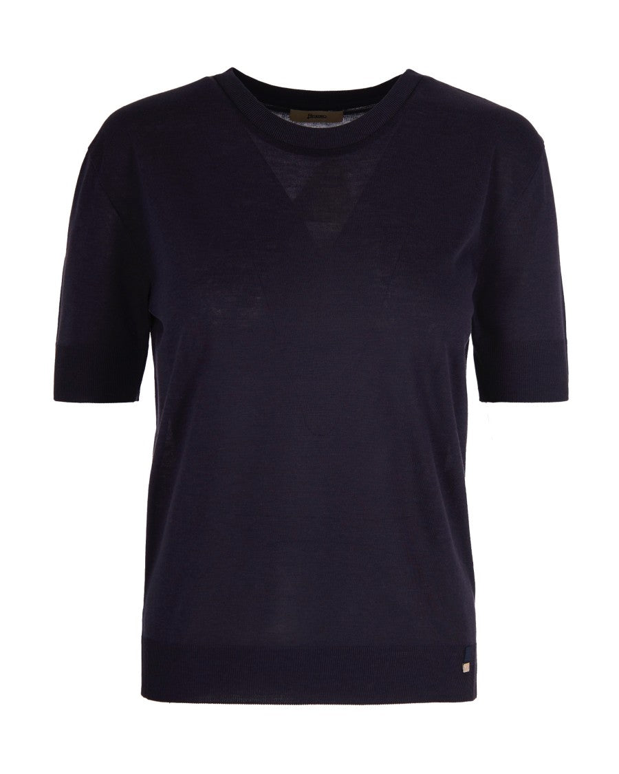 Herno Short-Sleeved Knit Top With Ribbed Details