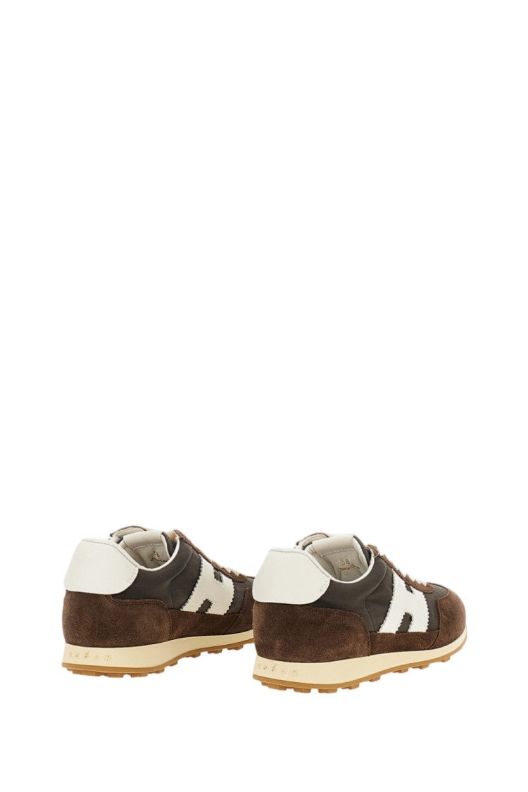 Hogan Brown H727 Suede Fabric Sneakers