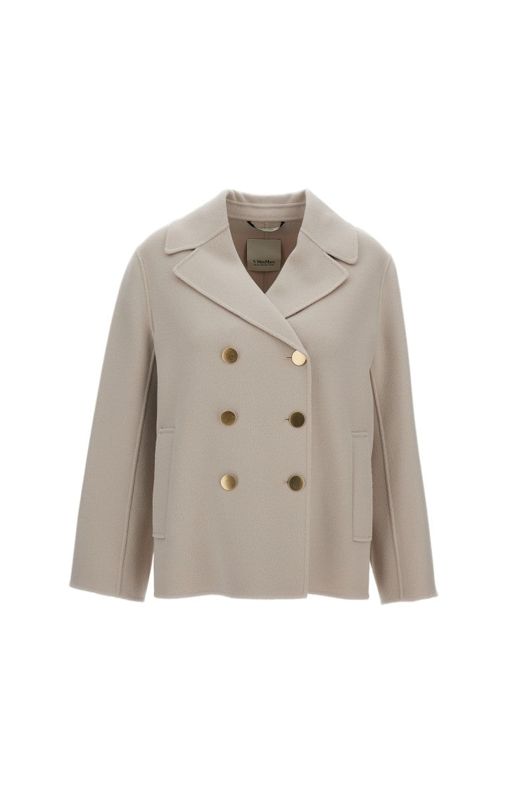 Max Mara Double-Breasted Coat With Wide Lapels And Side Welt Pockets