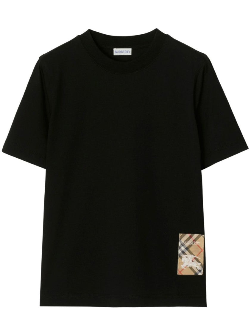 Burberry Black Crew Neck Cotton T-Shirt
