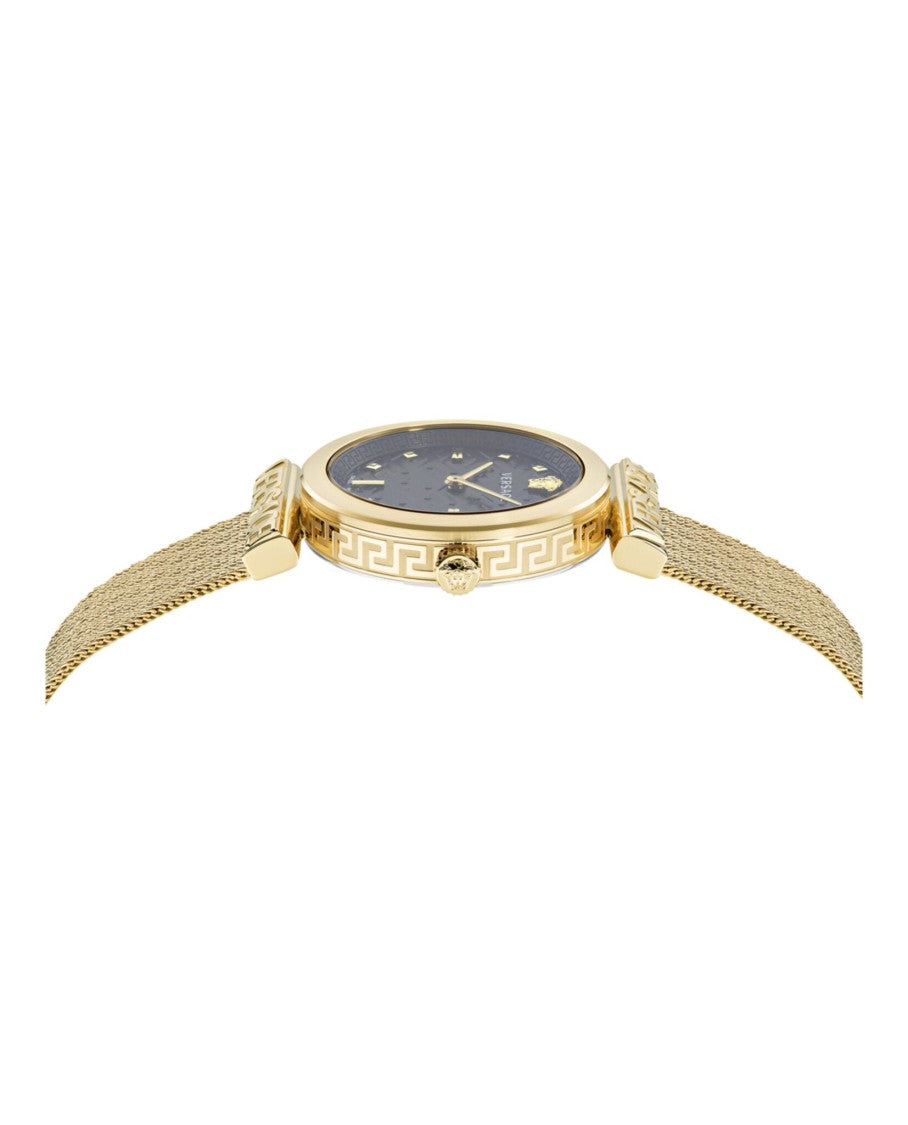 Versace Regalia Bracelet Watch With Black Guilloche Dial