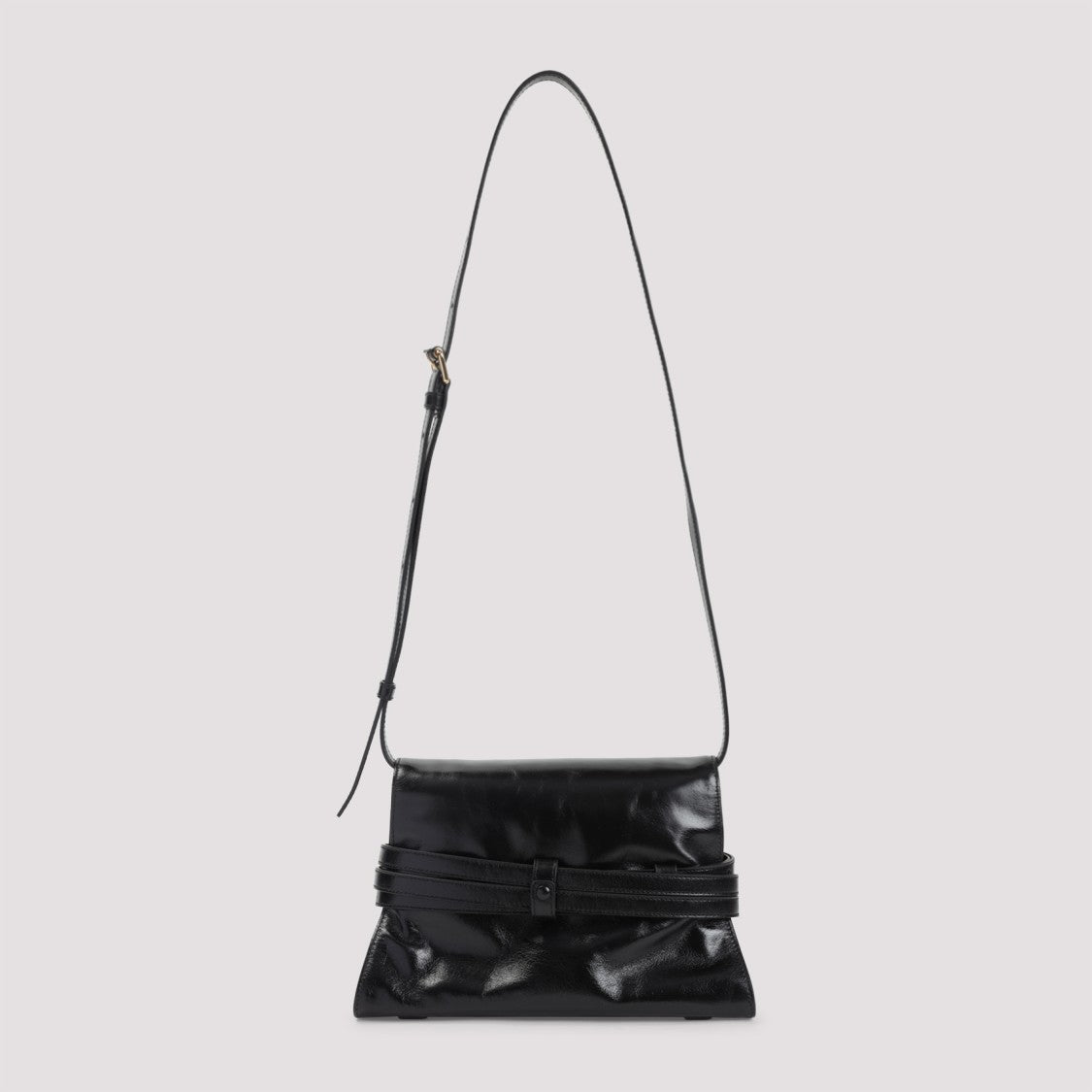 Moschino Structured Leather Shoulder Bag With Adjustable Strap