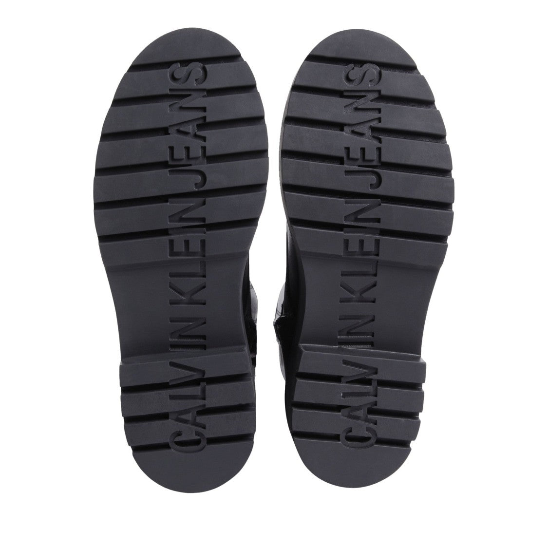 Calvin Klein Jeans Black Combat-Style Lace-Up Rubber Sole Leather Ankle Boots