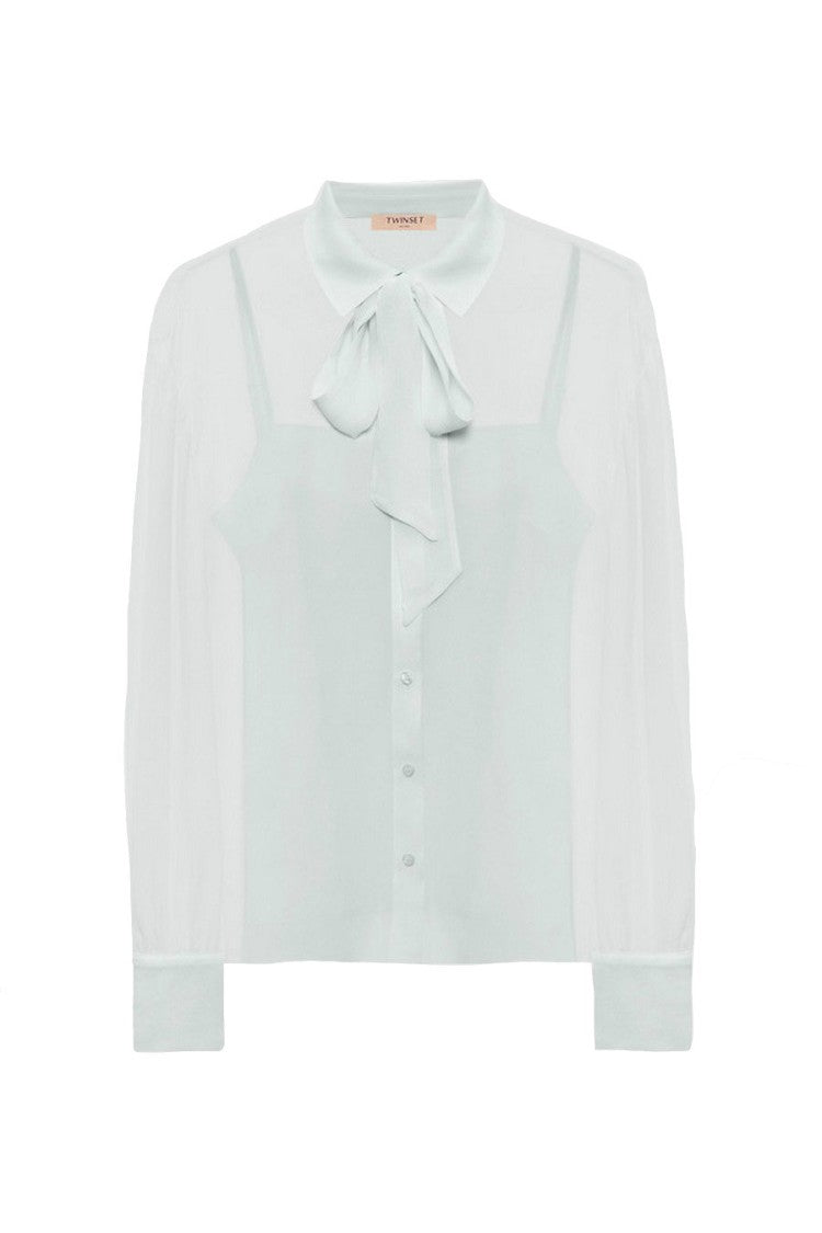 Twin-Set Sky Blue Tie-Neck Blouse
