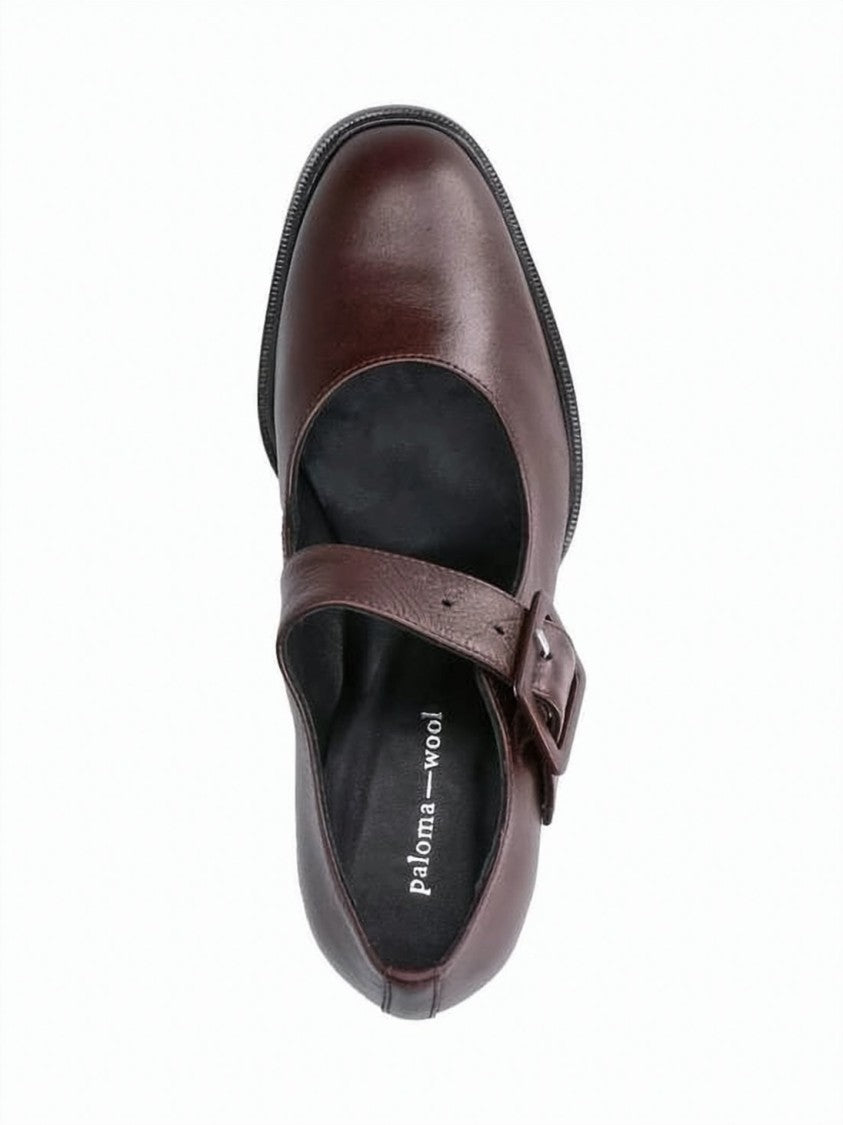 Paloma Wool Burgundy Leather Mary Jane Pumps