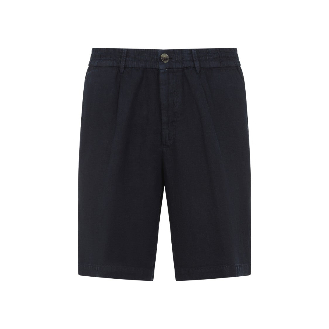 Brunello Cucinelli Relaxed Black Linen Bermudas With Elastic Waistband