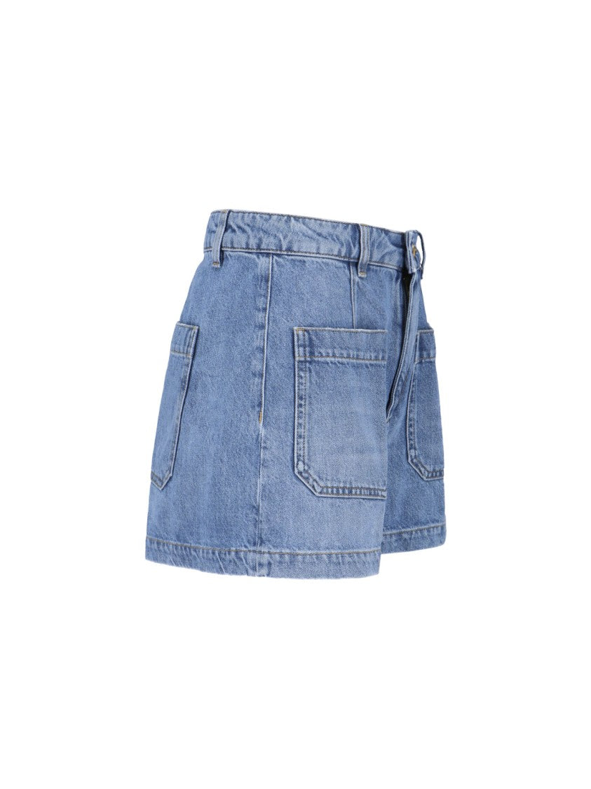 Seafarer Light Blue Denim Janet Shorts With Straight Leg Design