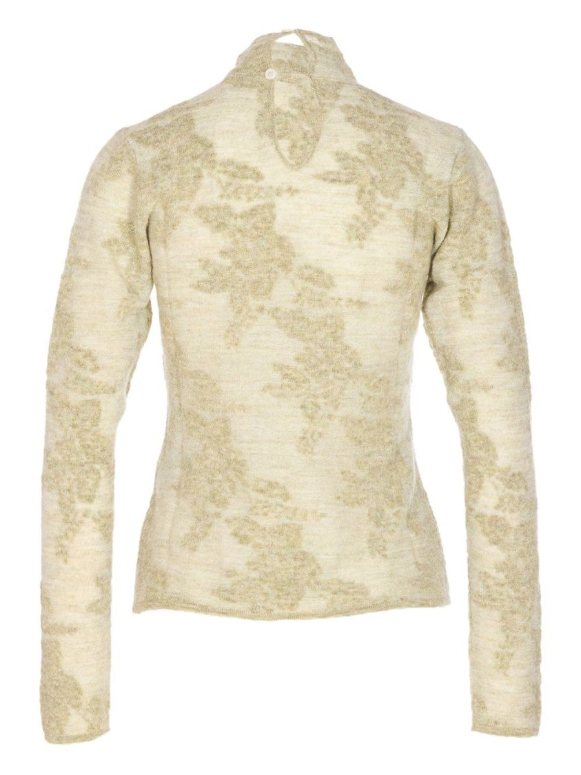 Ganni Textured Knit Sweater With Mock Neck