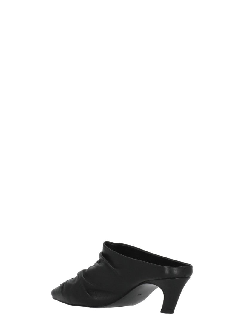 Ash Black Viva Draped Leather Sabot