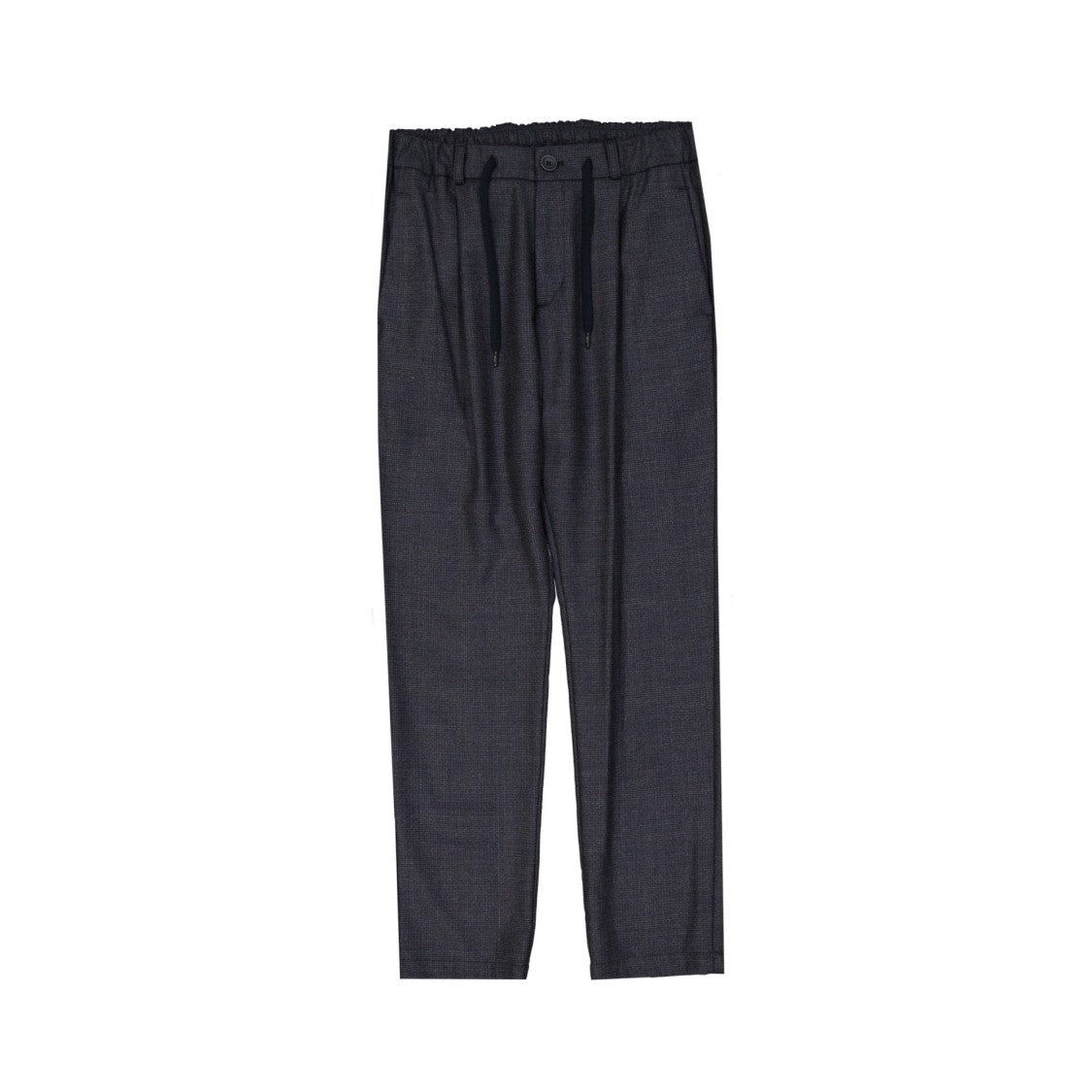 Herno Textured Grey Wool Trousers With Drawstring Waist