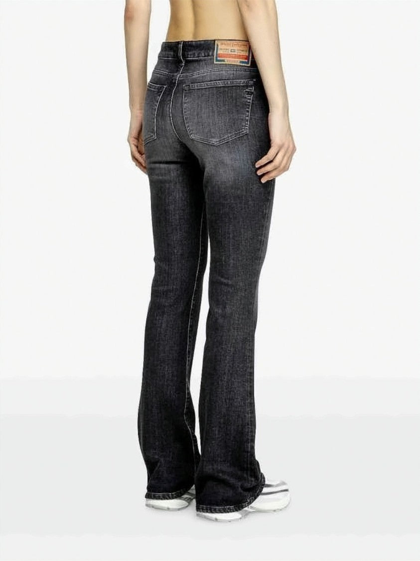 Diesel Bootcut Jeans With Faded Black Wash And Whiskering