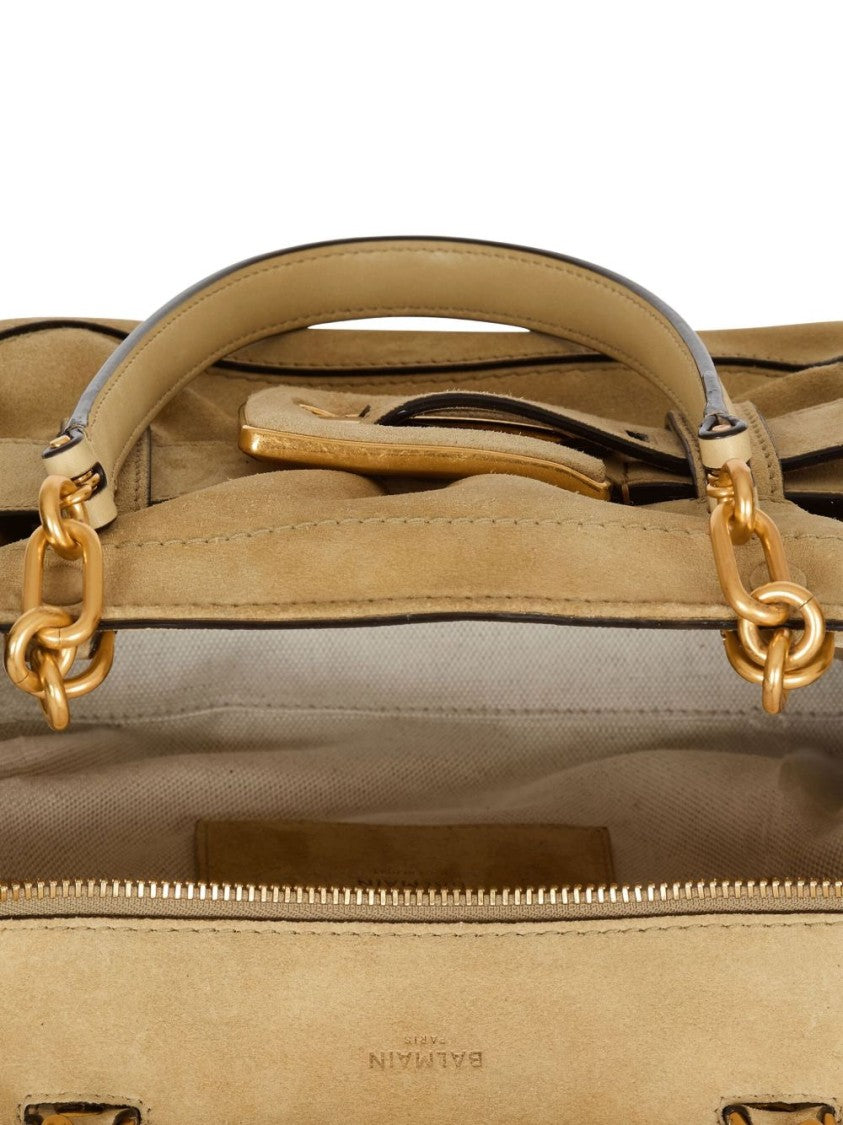 Balmain Structured Belt Detail Top-Handle Bag