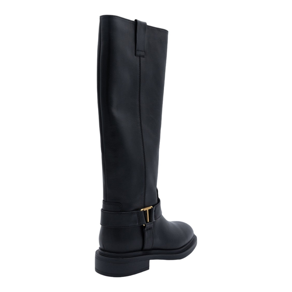 Twin-Set Tall Black Boots With Gold-Tone Ankle Buckle