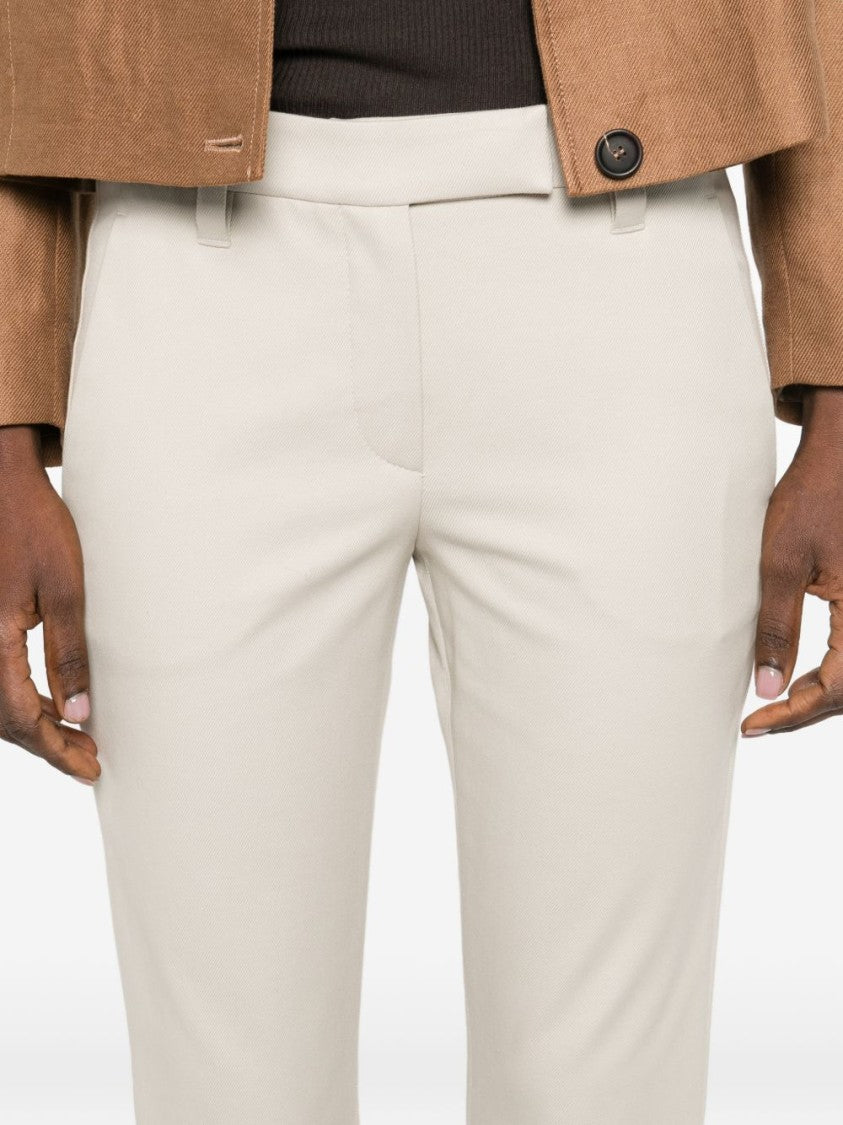 Brunello Cucinelli White Side Gusset Pockets Cotton Straight-Leg Pants