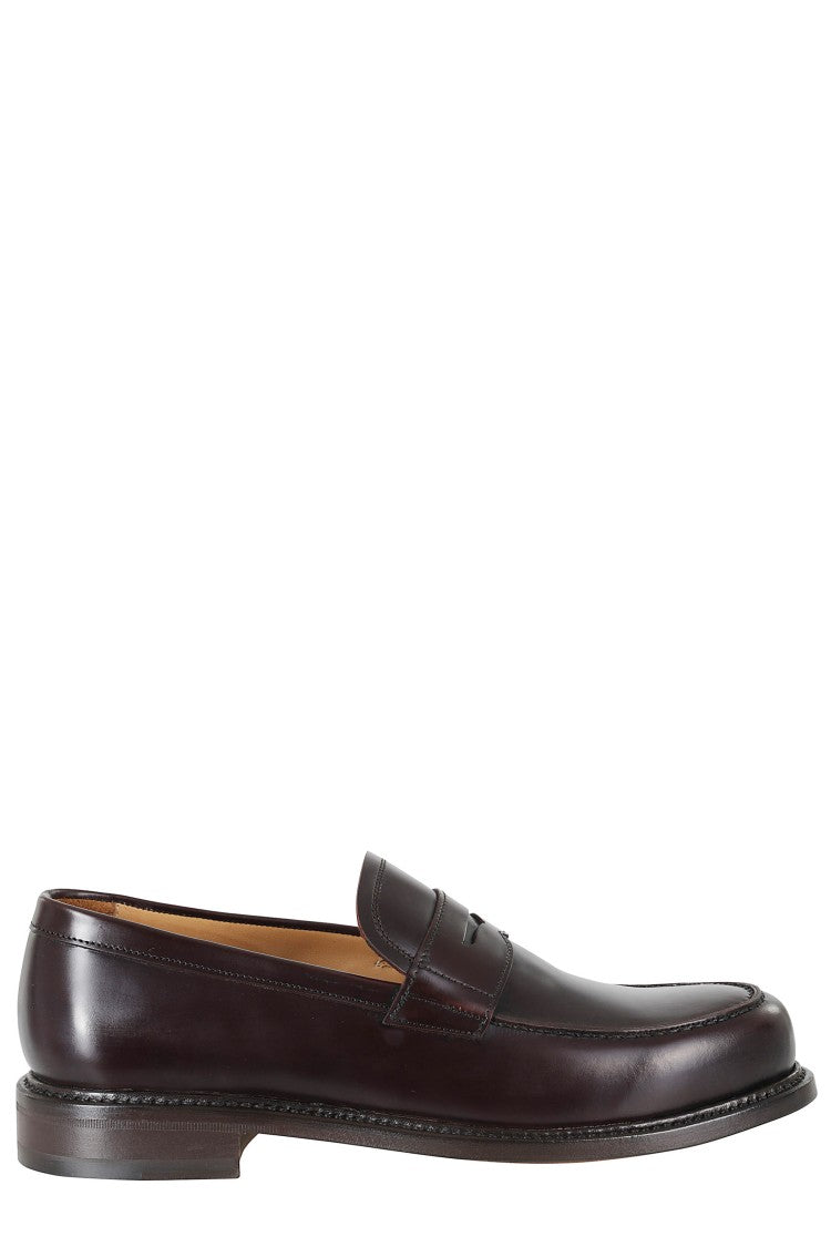 John Spencer Brown Rois Polished Penny Strap Leather Loafers