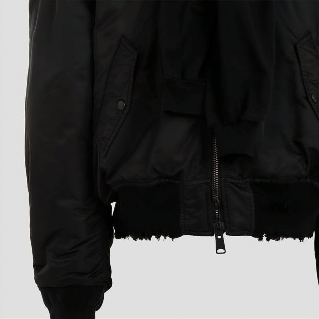 Balenciaga Cropped Black Jacket With Scarf Detail And Distressed Finish