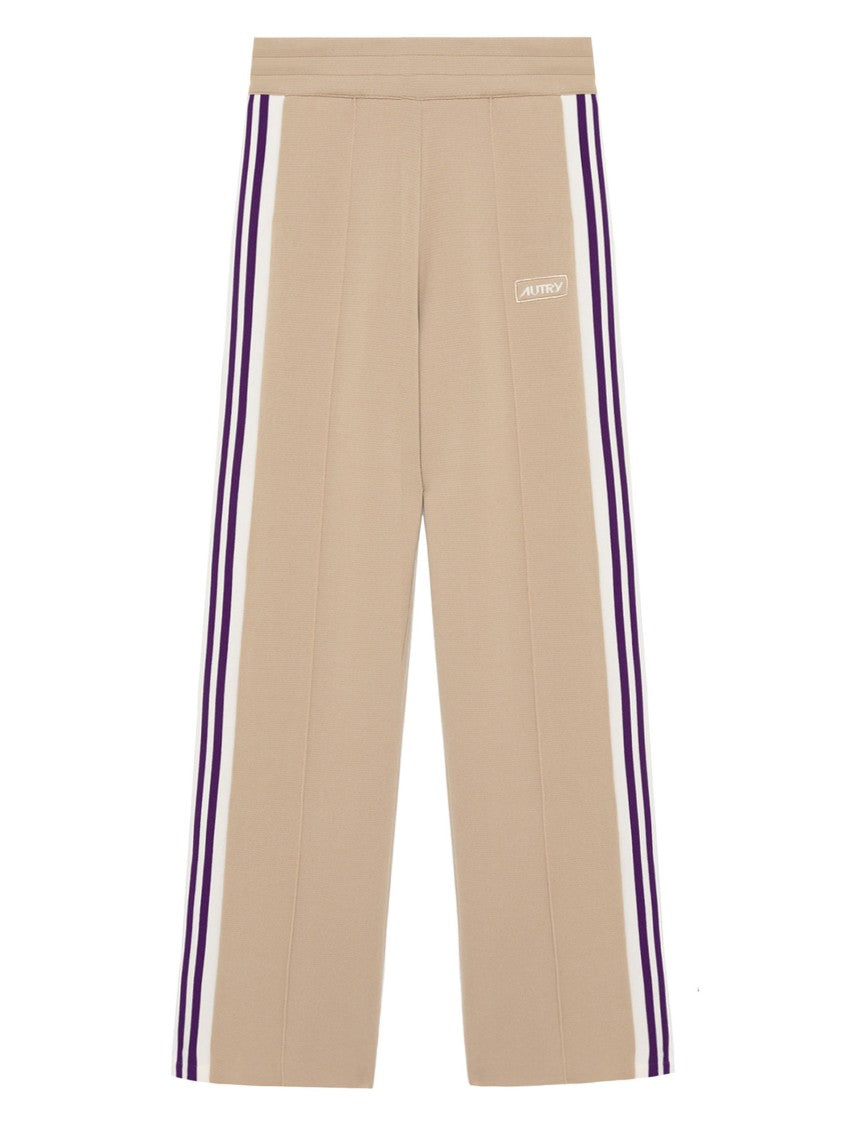 Autry Relaxed Fit Beige Knit Joggers With Striped Bands