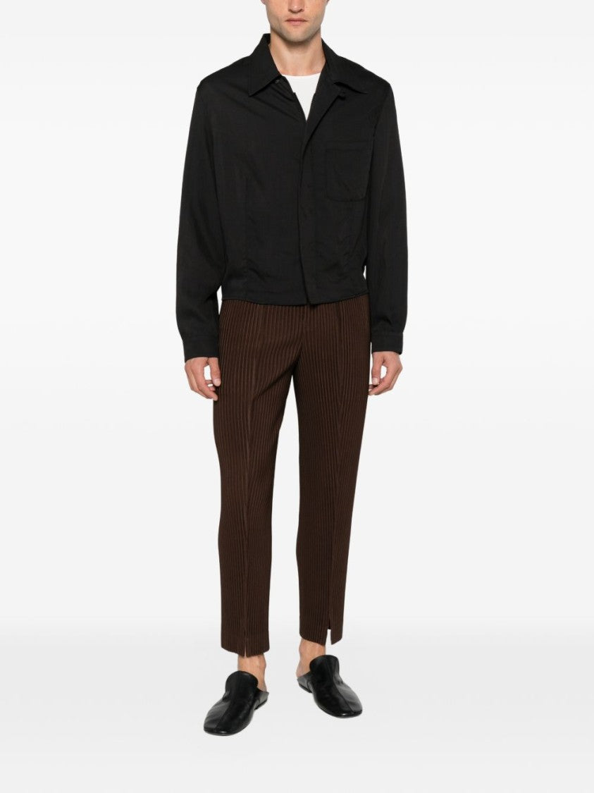 Homme Plissé Issey Miyake Textured Pleated Trousers With Straight-Leg Silhouette