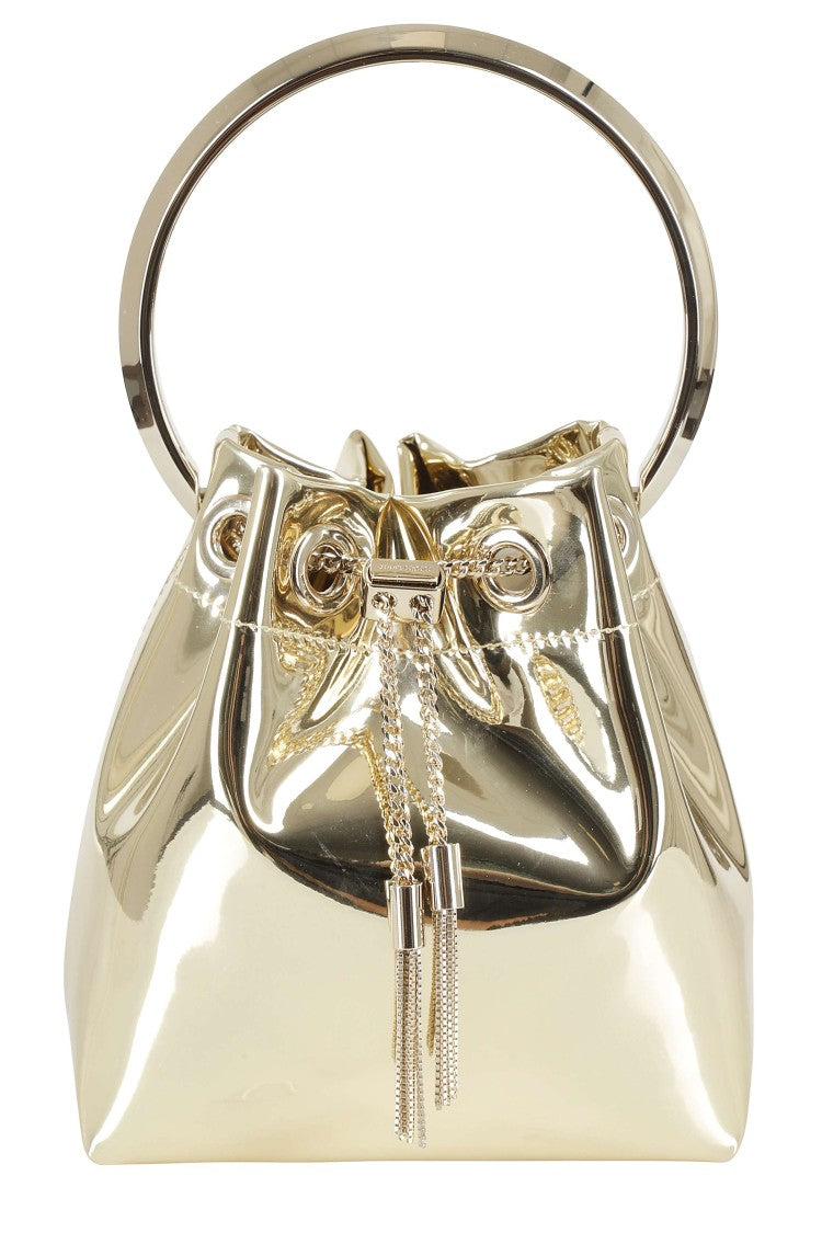 Jimmy Choo Gold Bon Bon Bracelet Handle Structured Leather Handbag