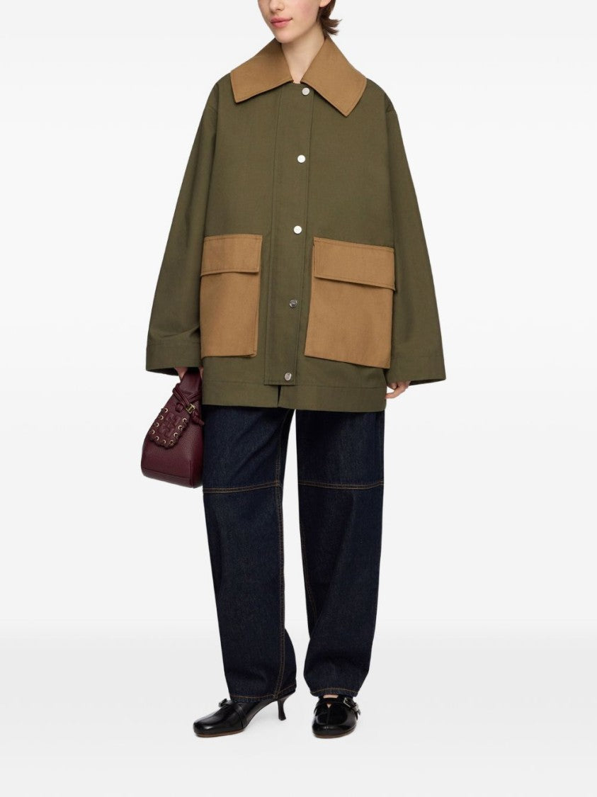 Ganni Canvas Contrast Collar Elbow Patches Jacket