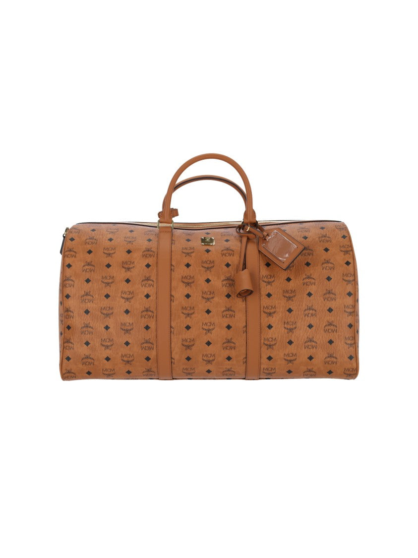 Mcm Weekender Bag In Brown Visetos Canvas