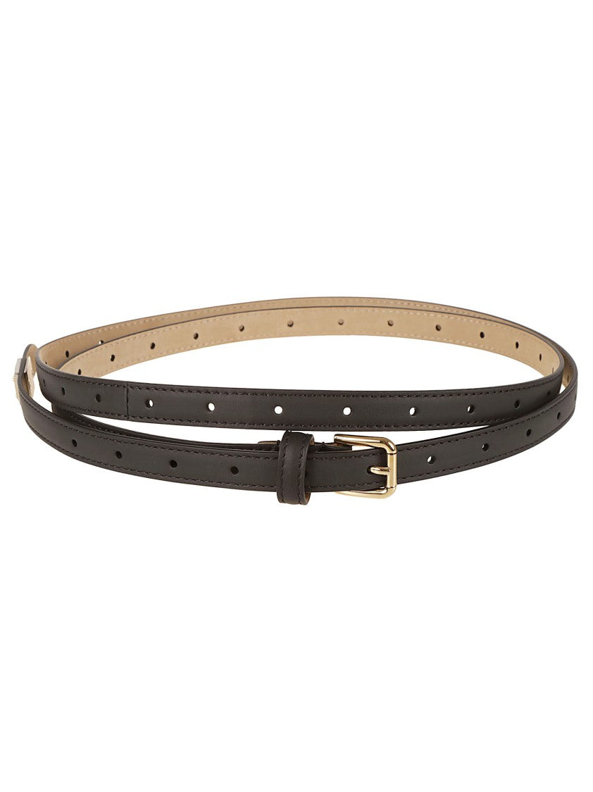 Dolce & Gabbana Leather Belt With Polished Gold-Tone Buckle