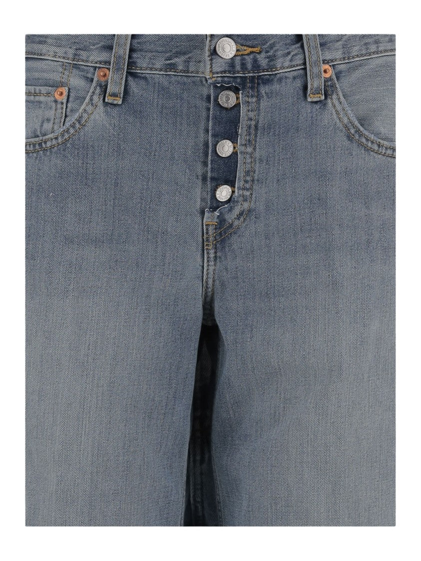 Re/Done Wide-Leg Cotton Denim Jeans With Washed Finish