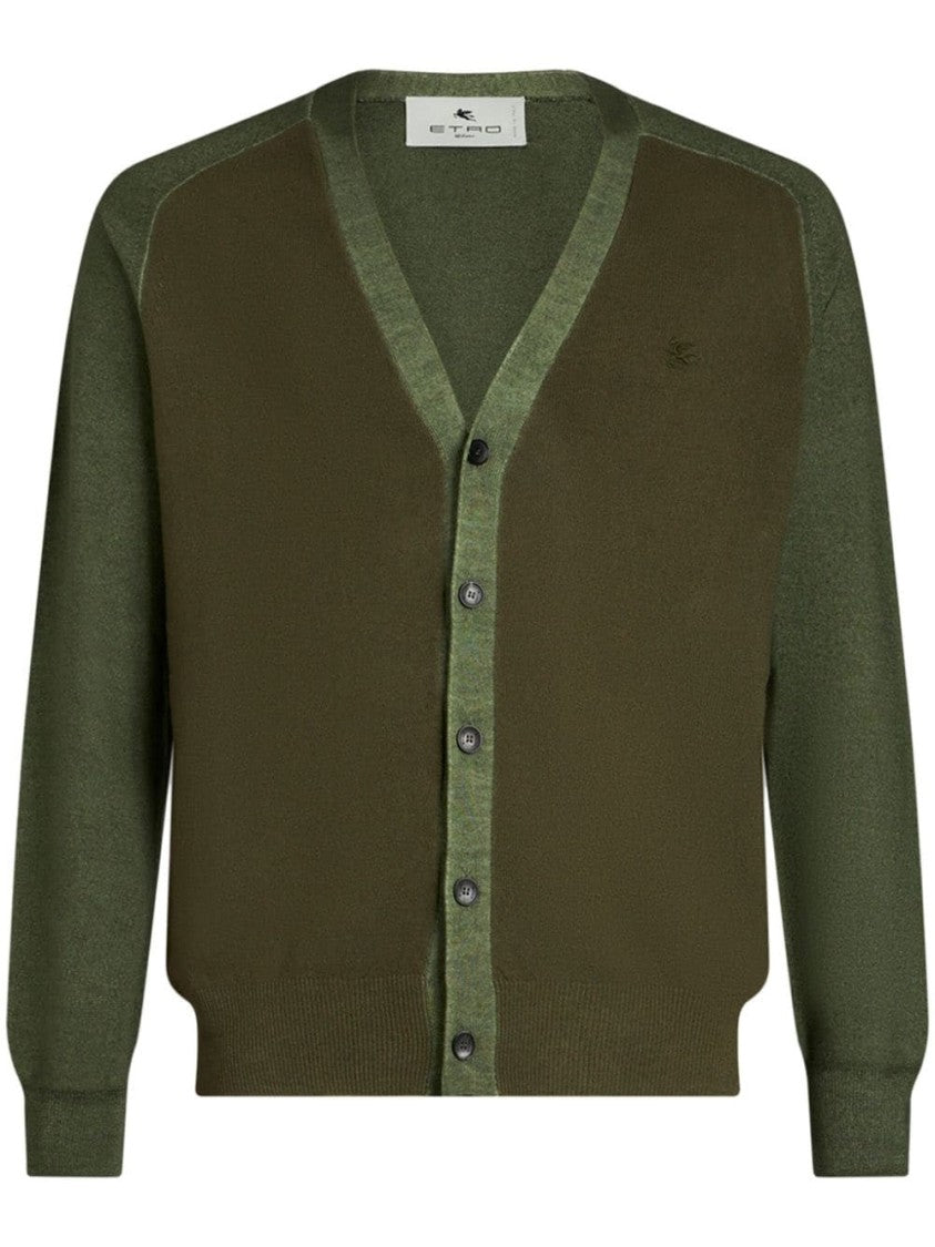 Etro Casual V-Neck Cardigan With Textured Wool Composition