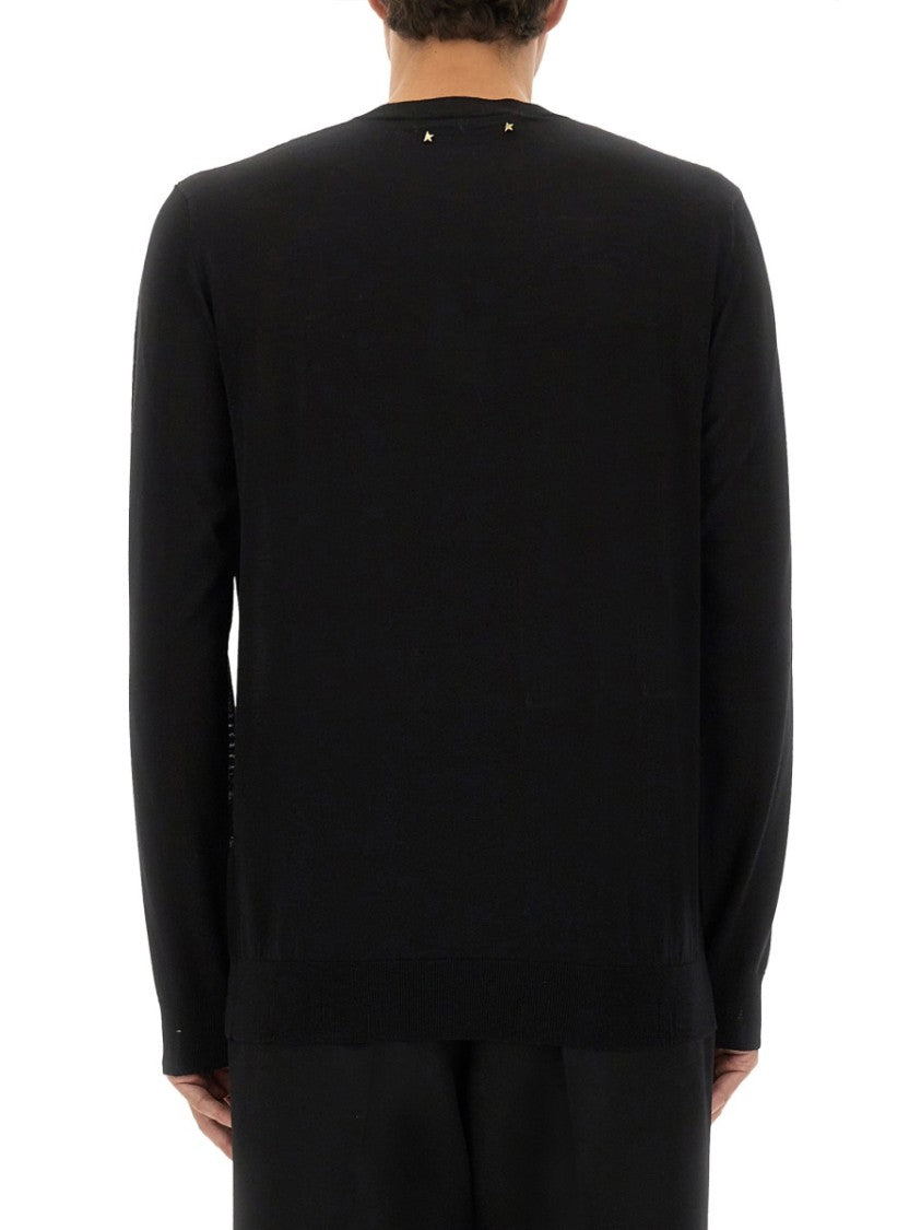 Golden Goose Classic Black Wool Jersey With Ribbed Cuffs