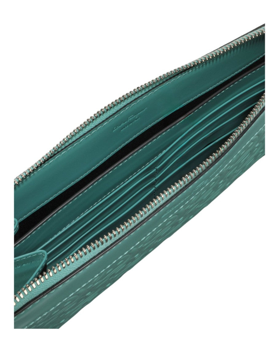 Ferragamo Gancini Embossed Leather Clutch